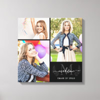 Monogramme personnalisé Gris noir Graduation 2021