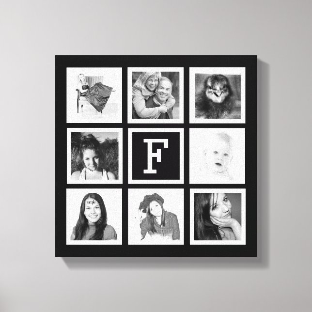 Toile Monogramme personnalisé Instagram Photos Collage (Recto)