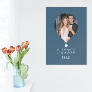 Toile Monogramme Photo Cœur Romantique Coordonnées Moder