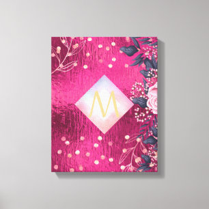 Toile Monogramme rose métallique Rosegold Marine Parties