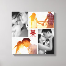 Monogramme Rouge Double Bonheur Photo Collage Canv