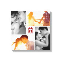 Monogramme Rouge Double Bonheur Photo Collage Canv