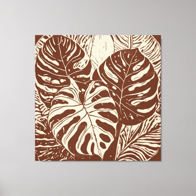 Toile Monstera Tropicale Art Linocut (Recto)
