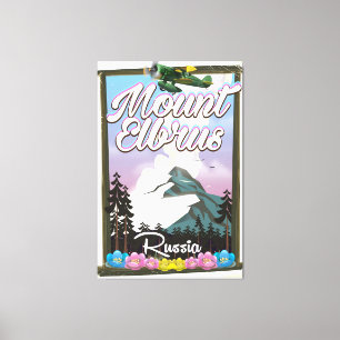 Toile Mont Elbrouz, affiche de voyage russe