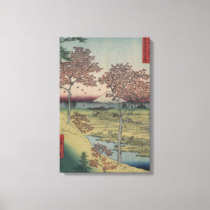 Toile Mont Fidji et Feuilles d'érable - Vintage japonais