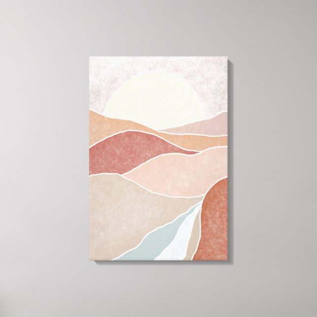 Toile Montagne Abstraite du coucher de soleil rose et ma (Recto)