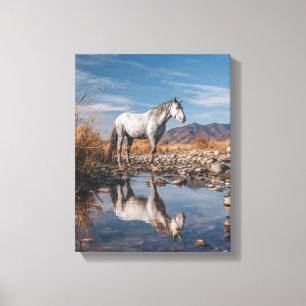 Toile Montagne du Cheval Blanc Rivière de Reflet Art