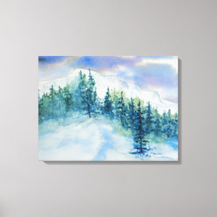 Toile Montagnes d'hiver Aquarelle des neiges