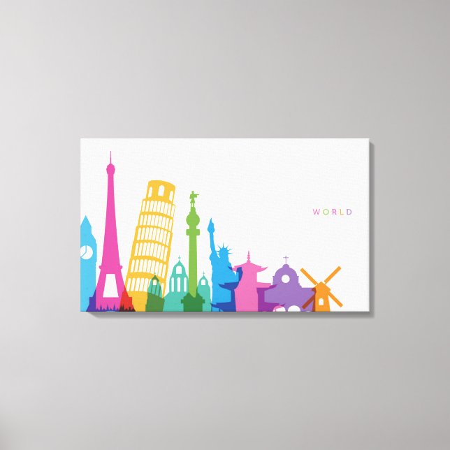 Toile Monuments Mondiaux Pastel Collage (Recto)