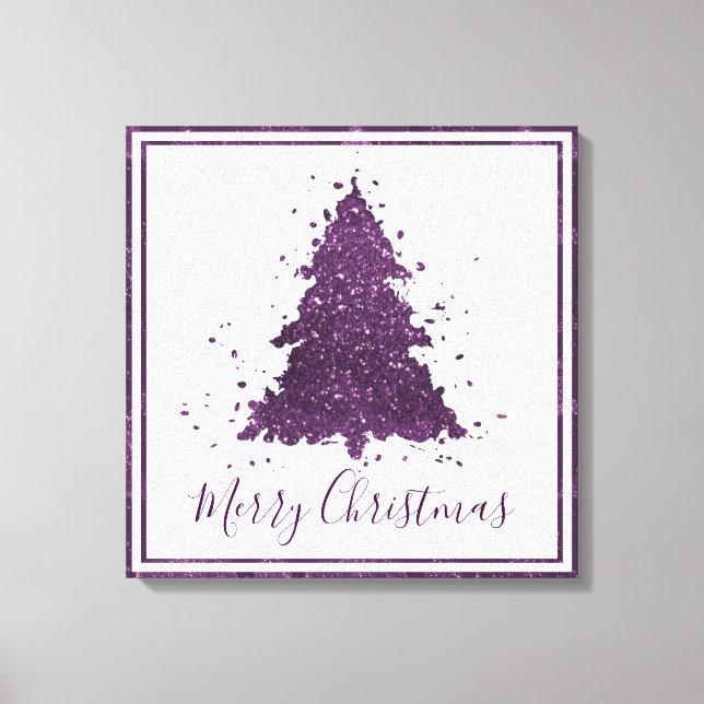 Toile Moody Joyeux Noël | Arbre pourpre à prune profonde (Recto)