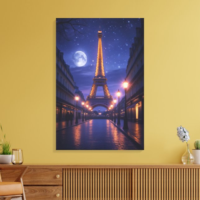 Toile Moonlit Paris – Romantic Eiffel Tower Night (Insitu(Salon))