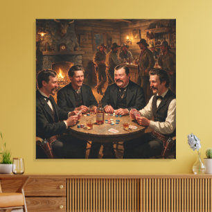 Toile Morgan Wyatt Virgil Earp Doc Holiday Jouant au Pok