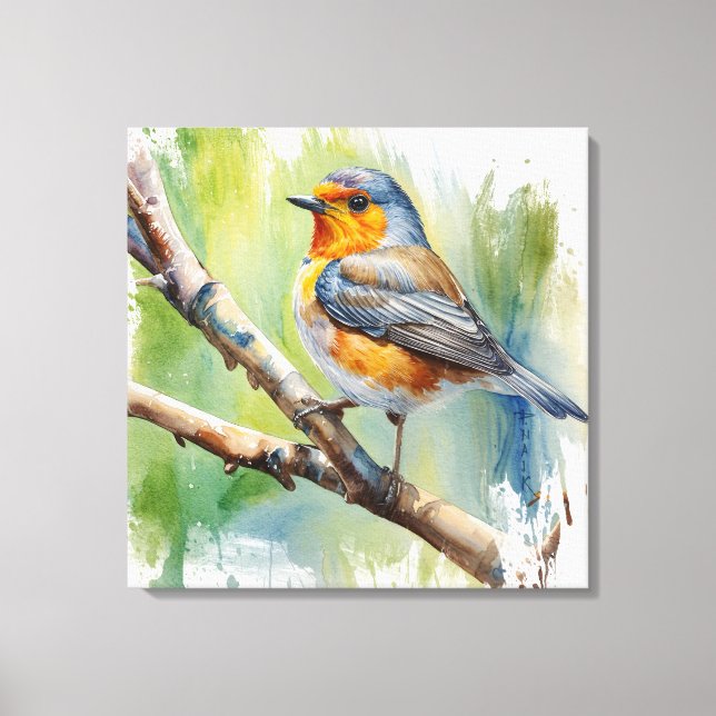 Toile Morning Song robin peinture d'oiseaux (Recto)