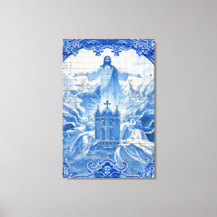 Toile Mosaïque de carreaux bleus de Jésus, Portugal
