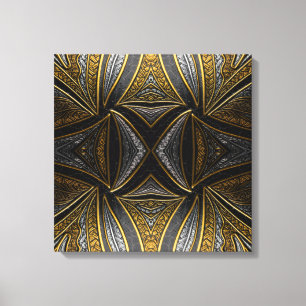 Toile Mosaïque dorée Luxe – Mur en métal à carreaux noir