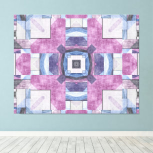 Toile Mosaïque géométrique Abstraite violet, bleu et gri