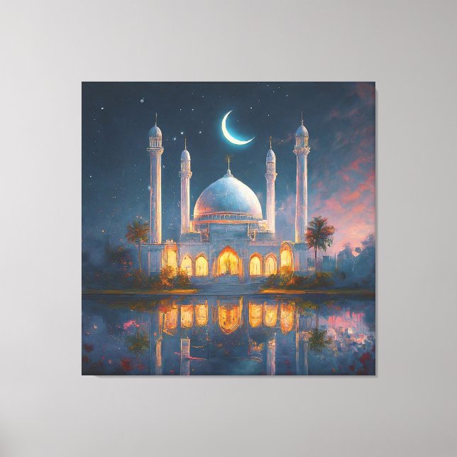Toile Mosquée musulmane Crescent étoiles peinture (Recto)