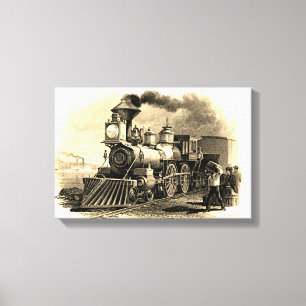 Toile Moteur de train à vapeur Sepia Vintage 16" x 11"
