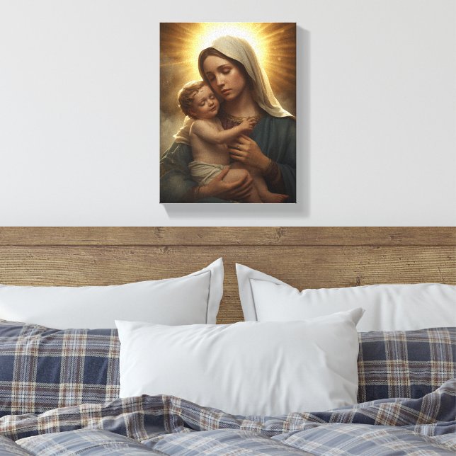 Toile Mother Mary and Baby Jesus Stretched Canvas Print (Insitu(Chambre))