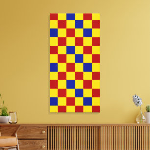 Toile Motif à carreaux rouge jaune bleu