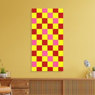 Toile Motif à carreaux rouge jaune rose 