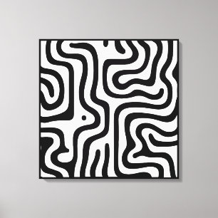 Toile Motif Abstrait Élégant Noir et Blanc