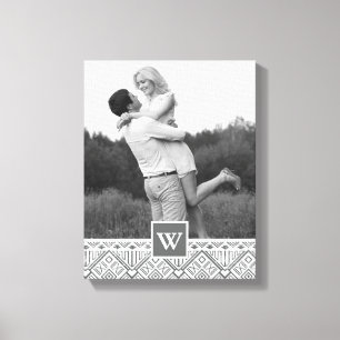 Toile Motif Aztèque gris   Photo avec Monogramme