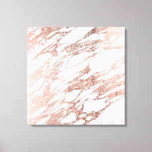 Toile Motif blanc et rose élégant chic de marbre d'or