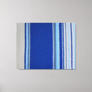 Toile Motif Crochet - Bleues