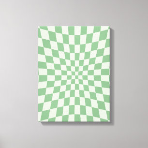 Toile Motif damier vert déformé