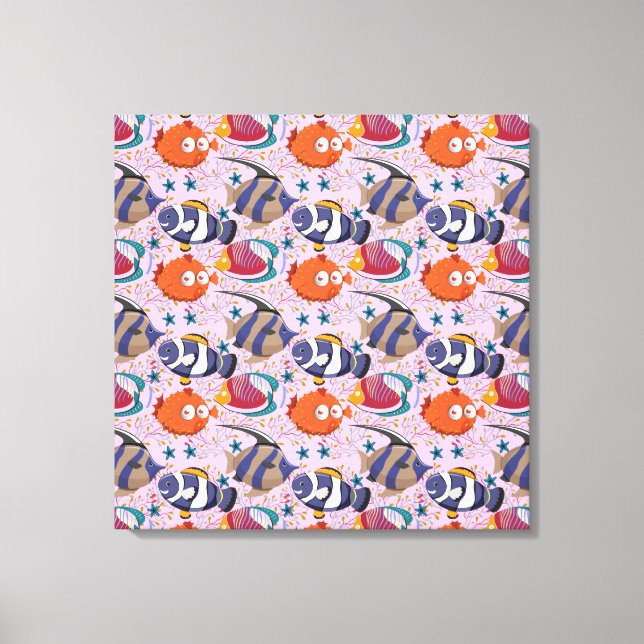 Toile Motif d'animaux aquatiques | vie sous-marine en me (Recto)