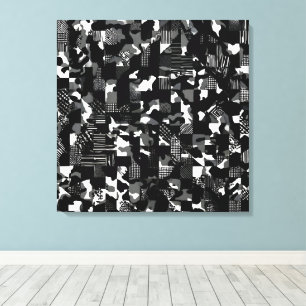 Toile Motif de camouflage noir et blanc "Fractura"