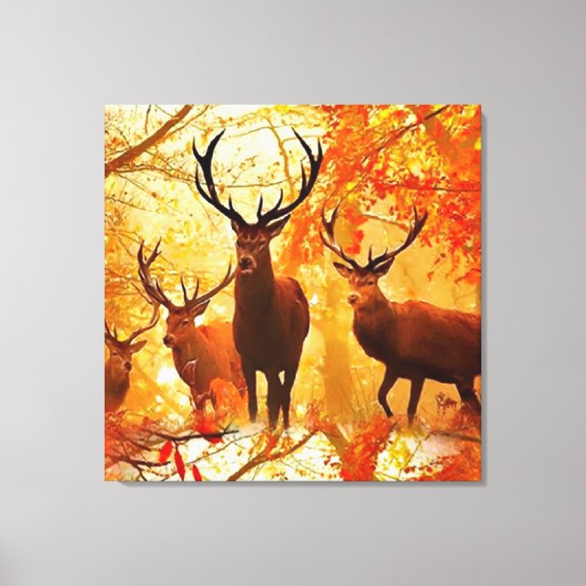 Toile Motif de cerfs d'automne (Recto)