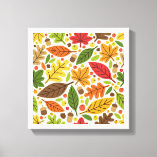 Toile Motif de feuilles d'automne colorées et de glands