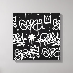 Toile Motif de graffitis noir et blanc