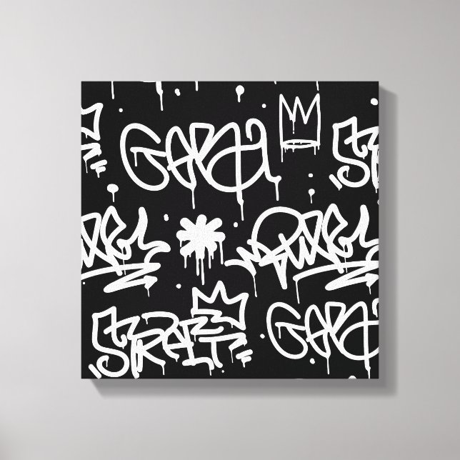 Toile Motif de graffitis noir et blanc (Recto)