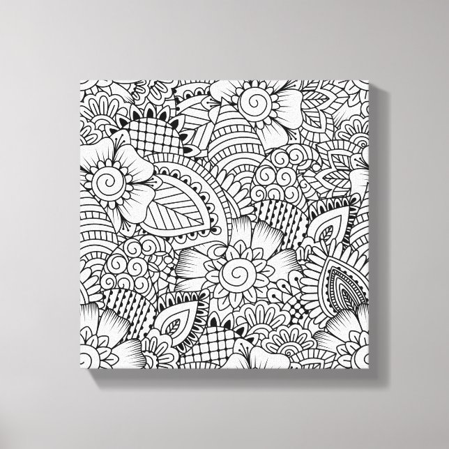 Toile Motif de gribouillages floraux 6 (Recto)