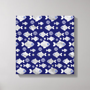 Toile Motif de l'oeil du mal de poisson d'argent