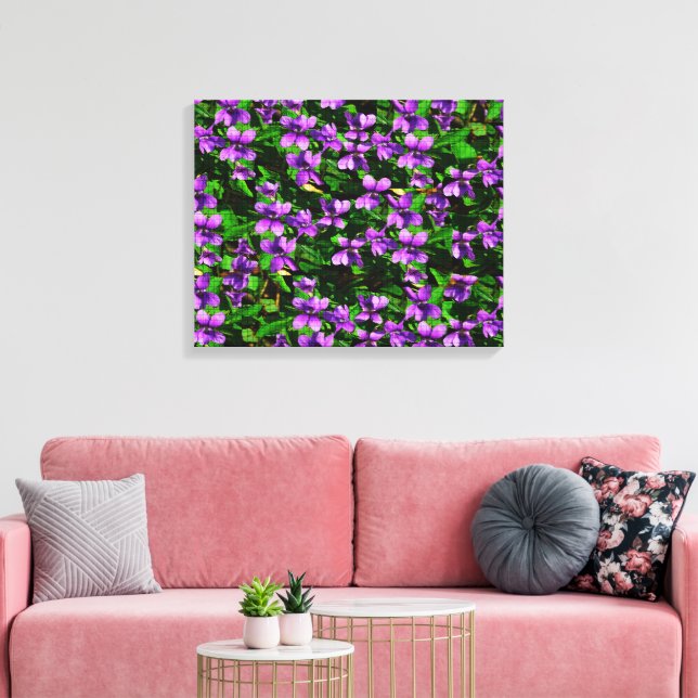 Toile Motif de mosaïque en bois de violet de fleur WI (Insitu(Salon))