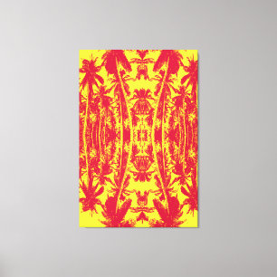 Toile Motif de palmiers en rouge et jaune