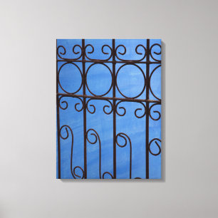 Toile Motif de porte en fer en bleu, Cuba
