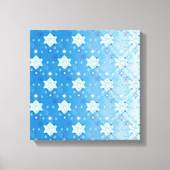 Toile Motif des flocons de neige bleu et blanc d'hiver (Recto)