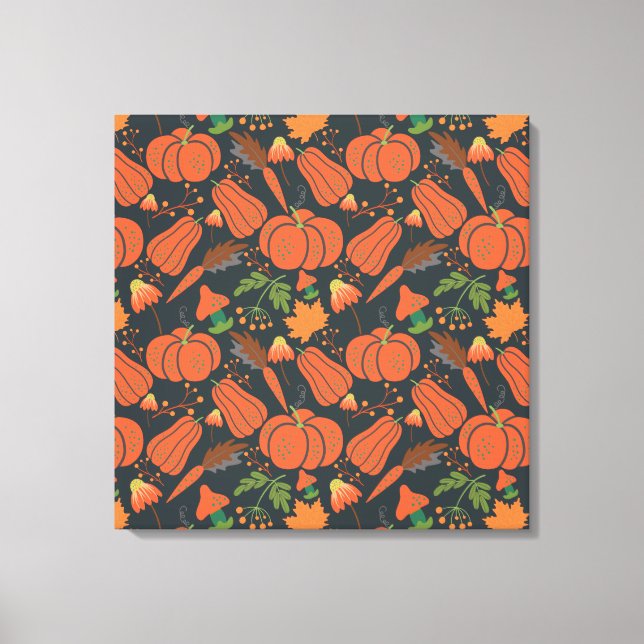 Toile Motif et carottes citrouille rouge sans soudure (Recto)
