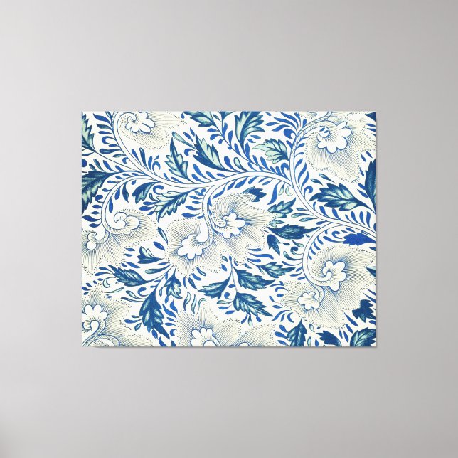 Toile Motif Floral bleu Antique Design asiatique (Recto)