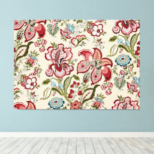 Toile Motif Floral Fleurs tendance colorées rose vert