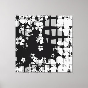 Toile Motif floral noir et blanc
