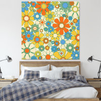 Motif floral rétro groovy des années 60 70