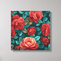 Motif floral rose rouge - Art botanique élégant