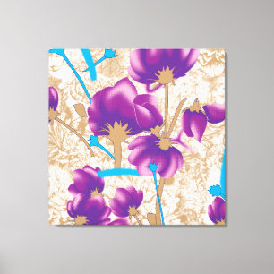 Toile Motif floral vif avec violet et bleu f