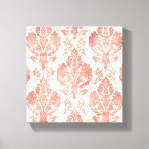 Toile Motif Floral Vintage Aquarelle Damask Rougeur